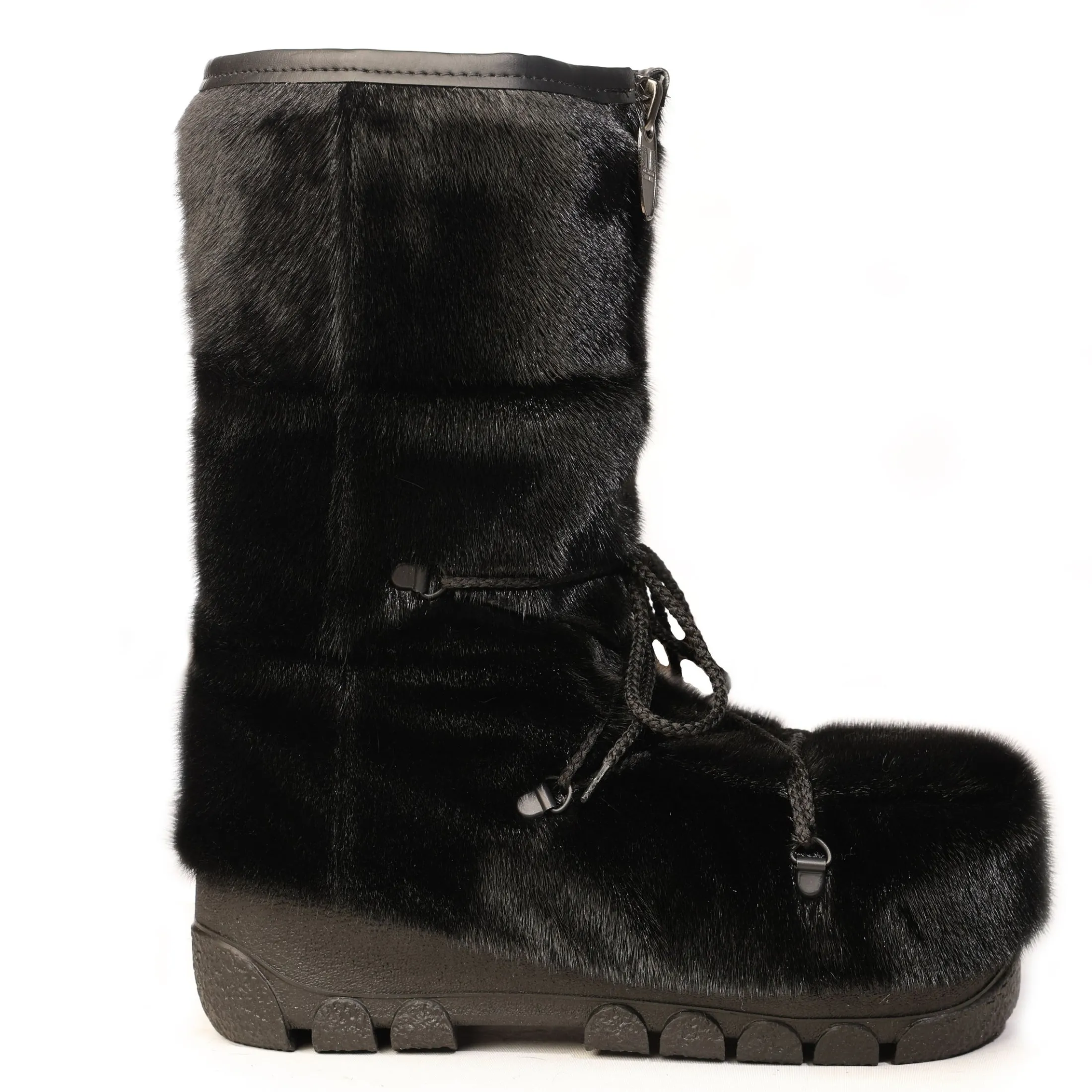Checked style Seal fur boots - Men’s