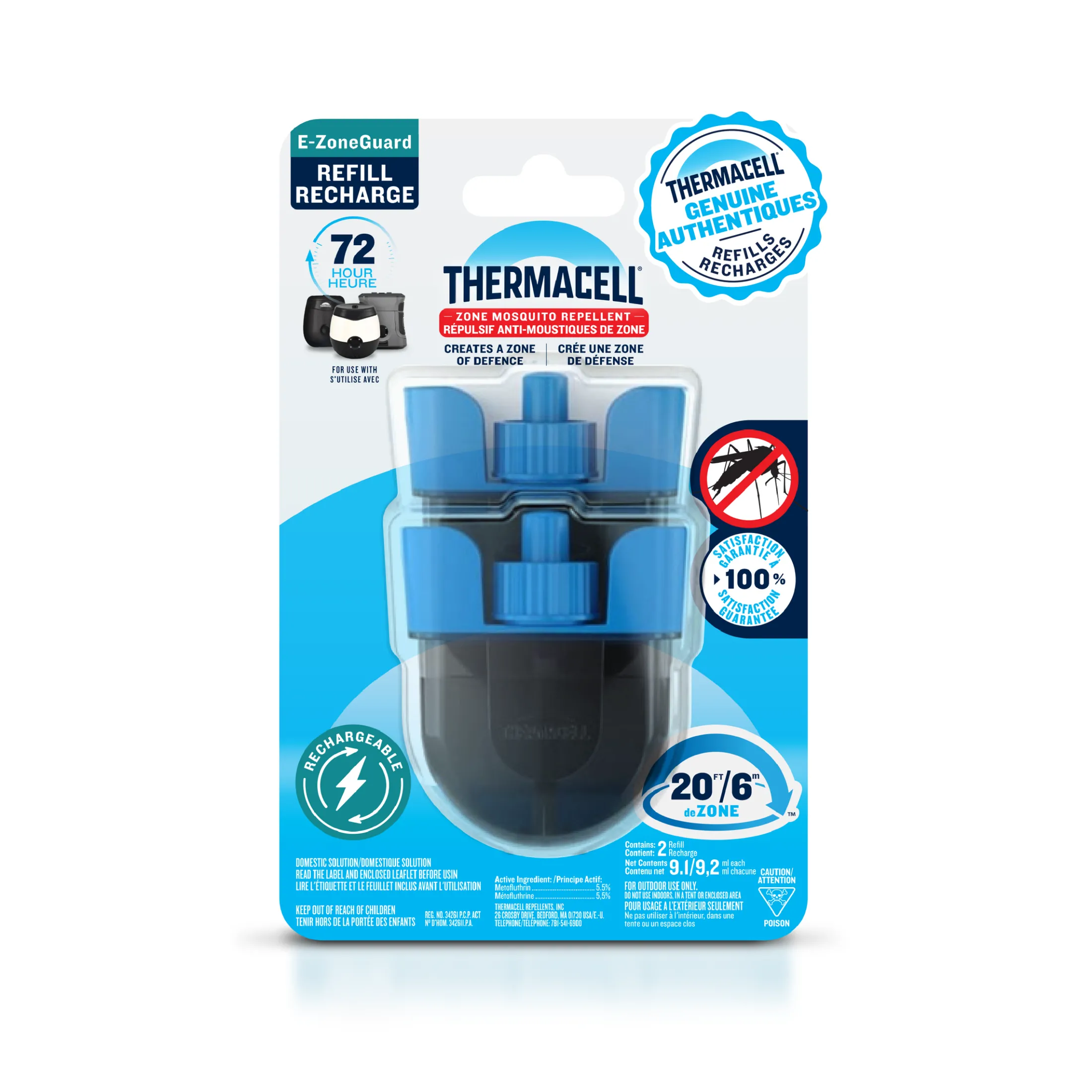 Thermacell E-ZoneGuard Rechargeable Mosquito Repellent Refill 72-Hour Pack