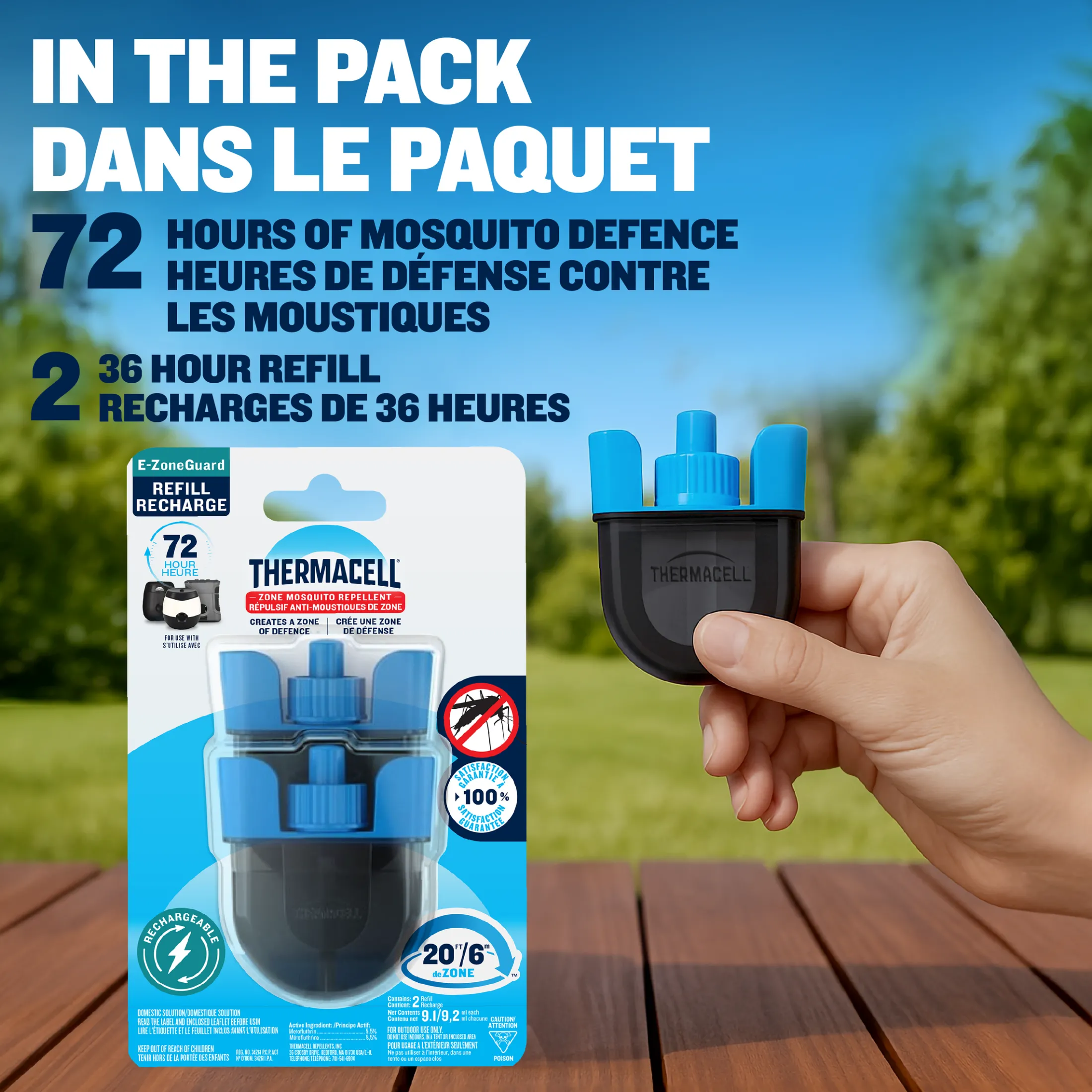 Thermacell E-ZoneGuard Rechargeable Mosquito Repellent Refill 72-Hour Pack