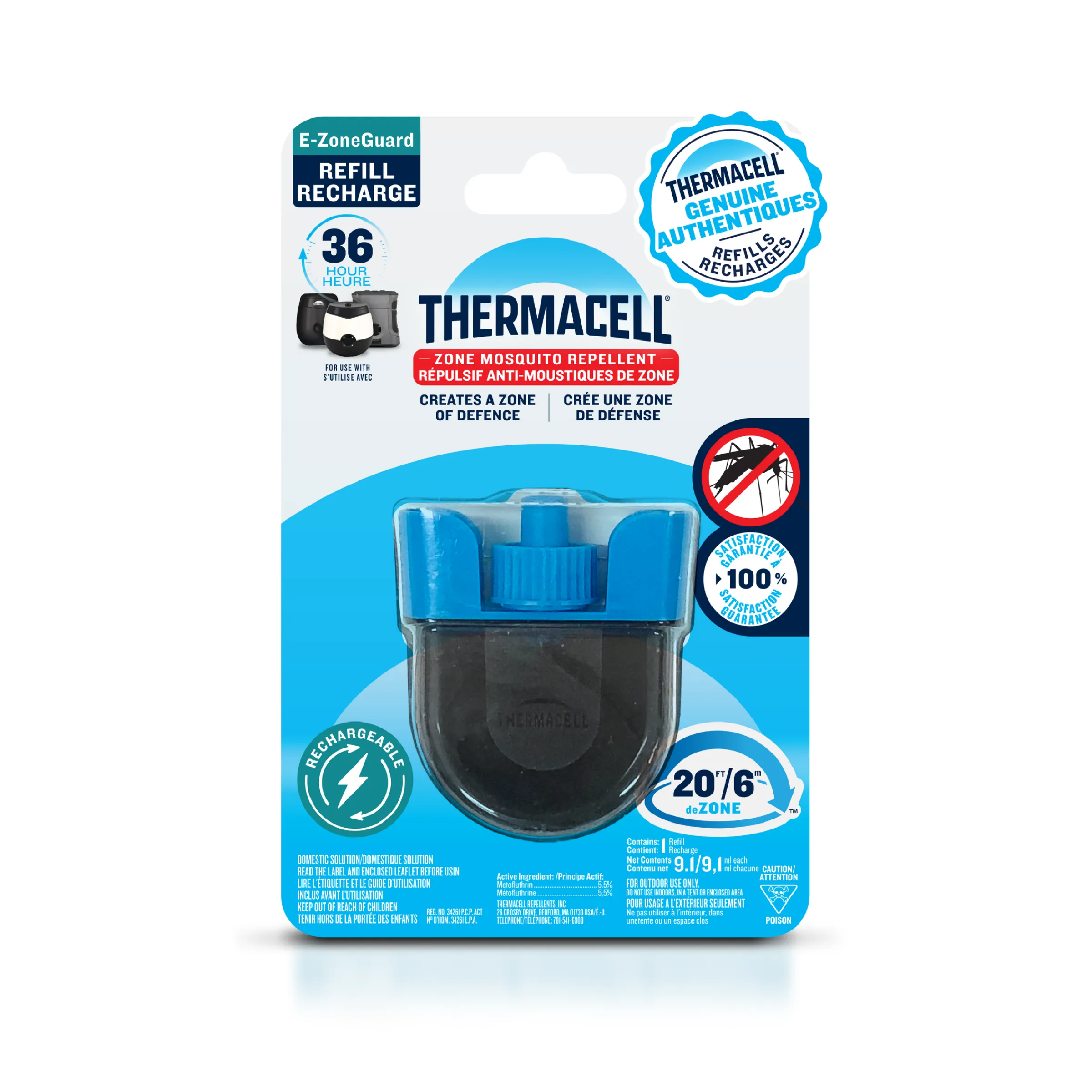 E-ZoneGuard Rechargeable Mosquito Repellent Refill 36-Hour Pack^Thermacell