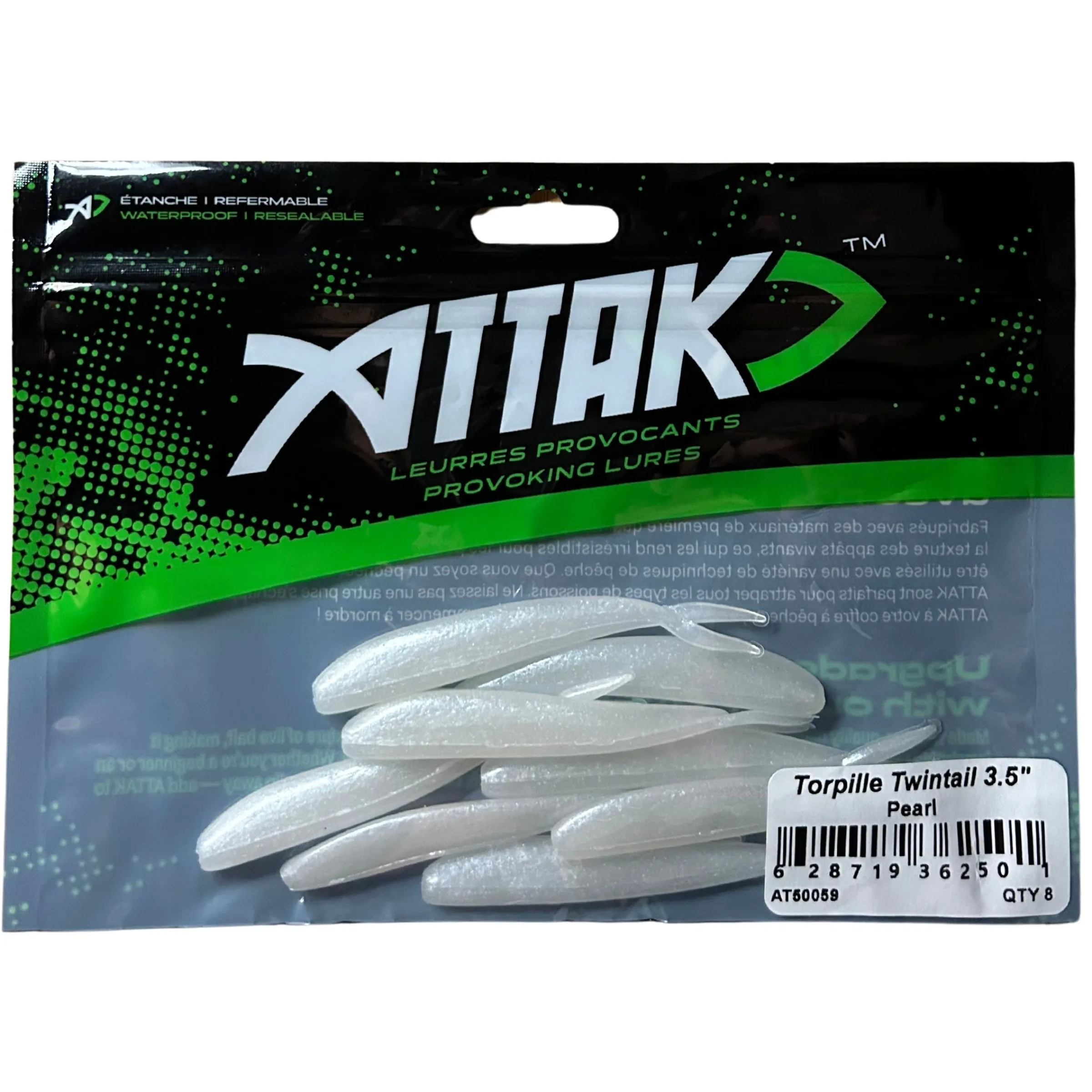 Torpille Twintail Soft baits - 8/pkg^Attak Clearance