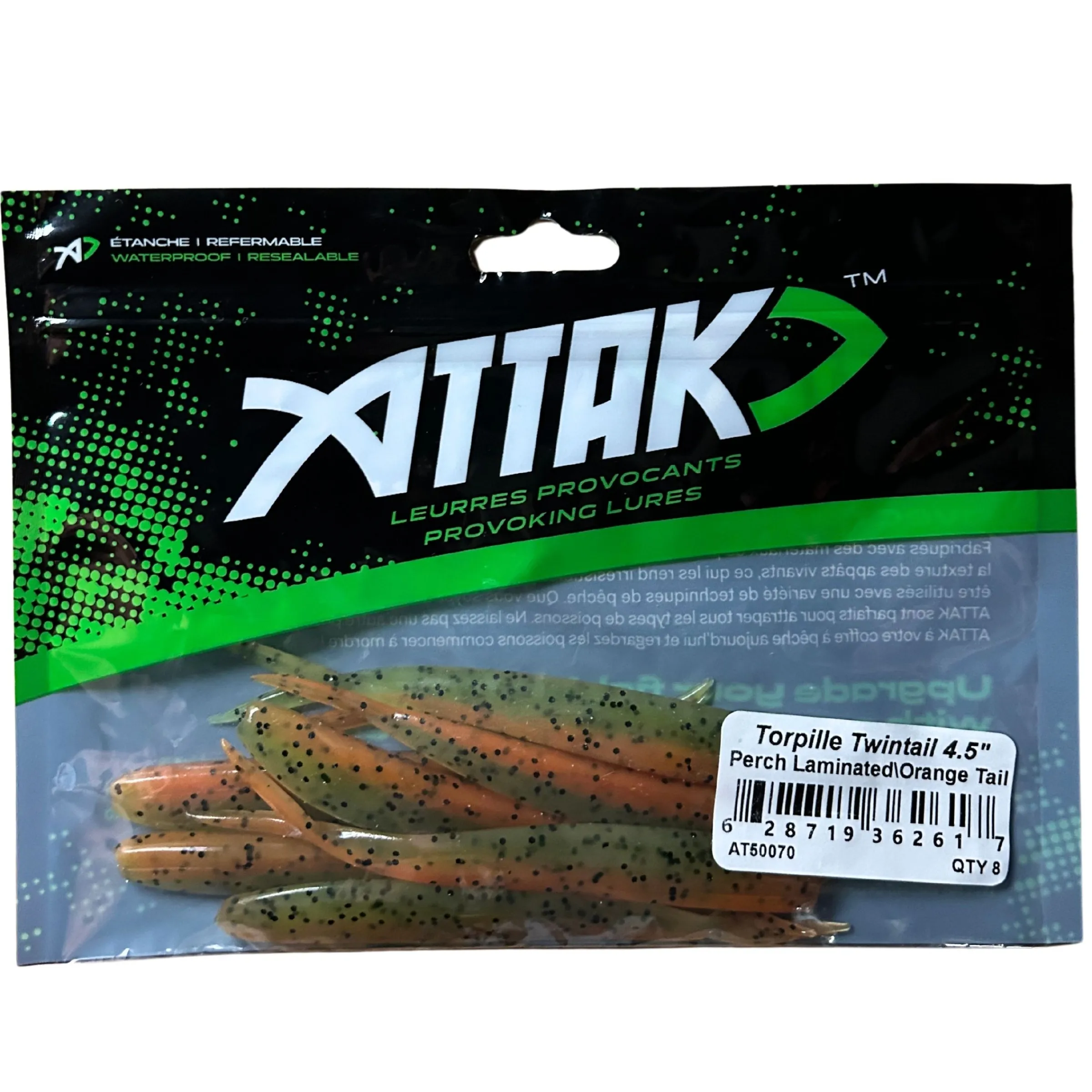 Torpille Twintail Soft baits - 8/pkg^Attak Clearance